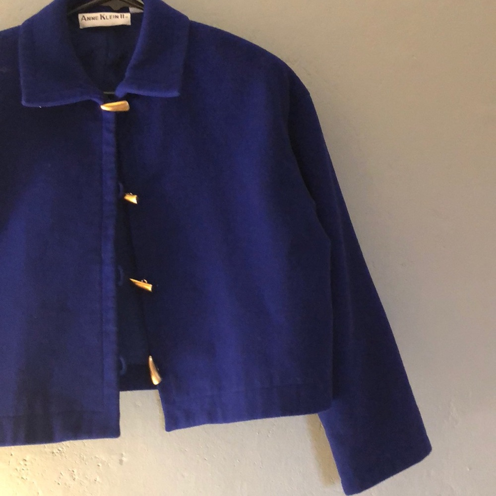 Royal blue, cropped wool Anne Klein II Coat